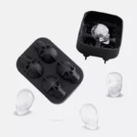 Molde de silicona para hielos con forma de calavera para bebidas, con cuatro cavidades.