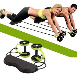 Ruedas de ejercicio abdominal con banda de estiramiento, tonificador para entrenamiento en pareja.