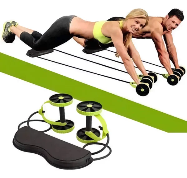 Ruedas de ejercicio abdominal con banda de estiramiento, tonificador para entrenamiento en pareja.