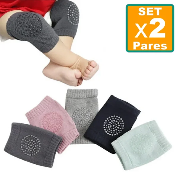 Rodilleras para gateo de bebé, set x2 pares, protegen rodillas en piel de bebé.