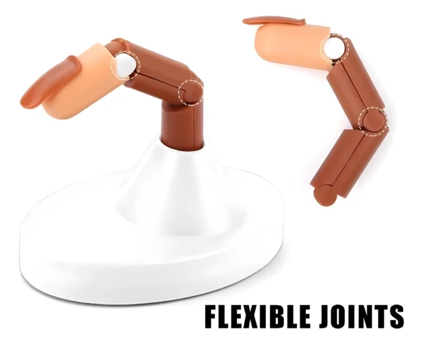 Dedos de práctica articulados para uñas acrílicas y gel, base blanca con articulaciones flexibles.
