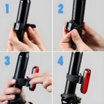 Luz LED de bicicleta impermeable montada en poste de asiento, fácil instalación.