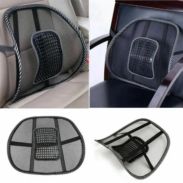 Set x2 cojín lumbar corrector de postura, malla transpirable y soporte ergonómico para silla de auto u oficina.