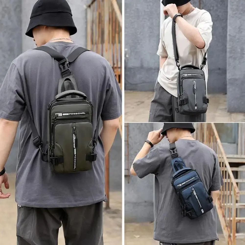 Pechera bolso multiusos gris para hombre, diseño moderno y práctico para llevar tus pertenencias.