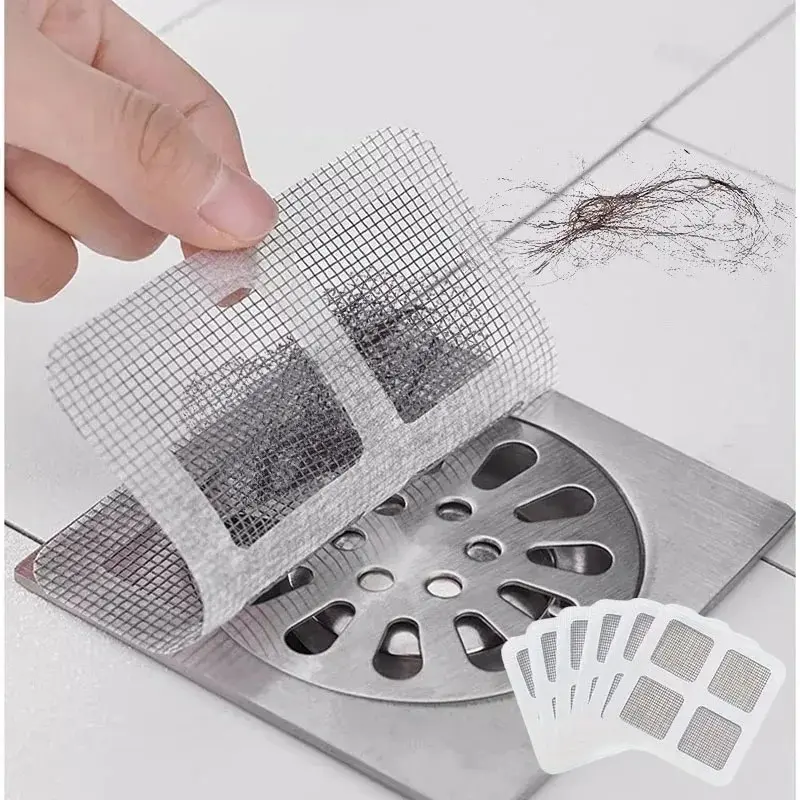 Set x100 Malla Desechable Para Drenaje: Atrapa pelos y suciedad en desagües de ducha y baño.
