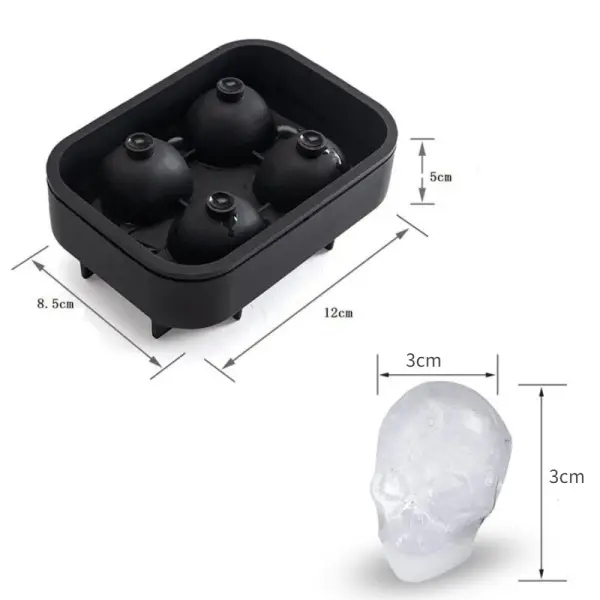 Molde de hielera con forma de calavera, ideal para bebidas.