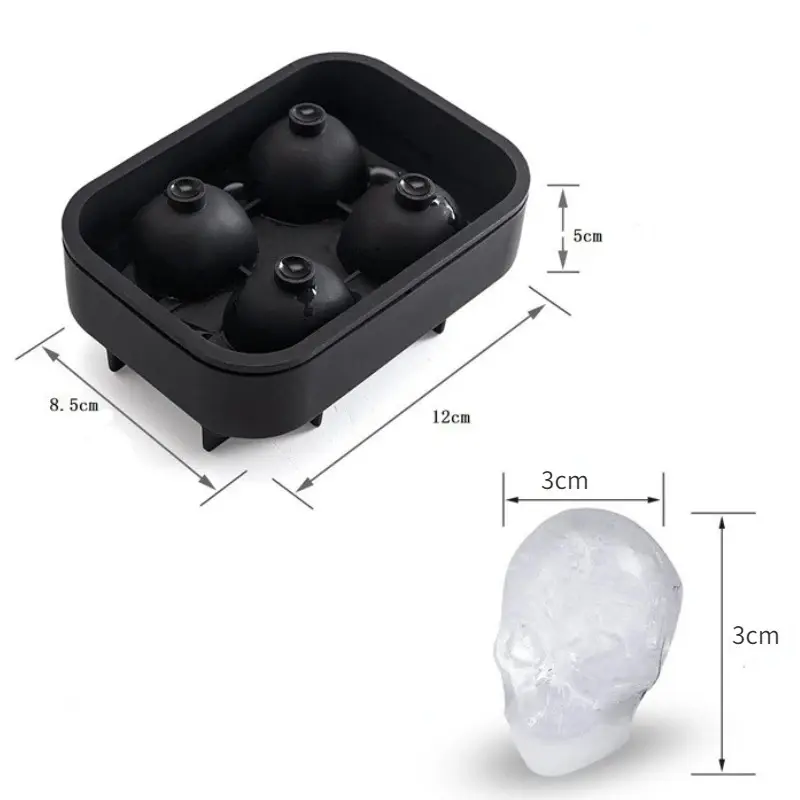 Molde de hielera con forma de calavera, ideal para bebidas.