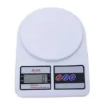 Gramera digital SF-400 blanca con pantalla LCD y botones de encendido, modo y tara.