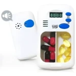 Pastillero temporizador con alarma y pantalla LCD, ideal para organizar tus medicamentos.