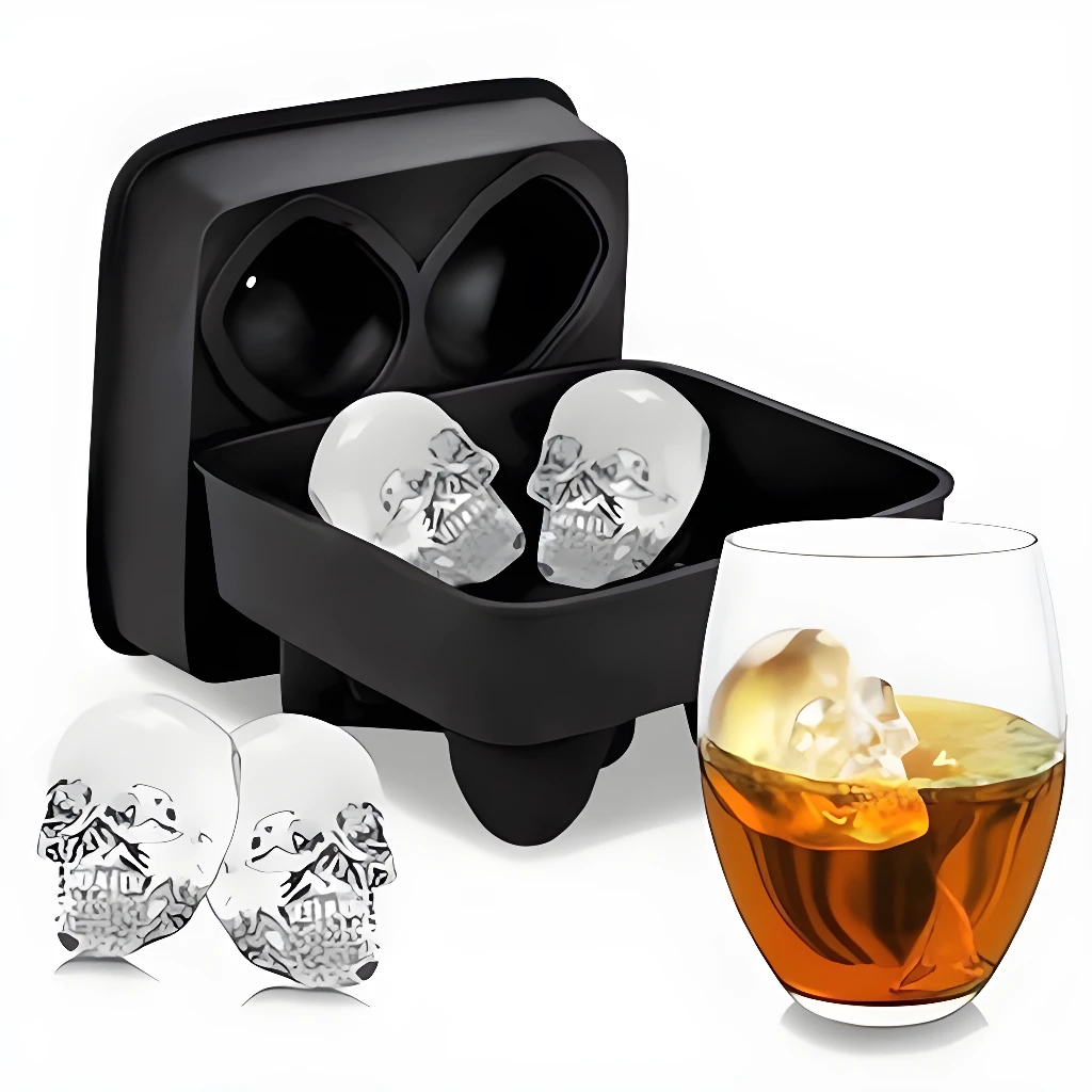 Molde calavera hielera Drop crea hielo en forma de calavera para bebidas.