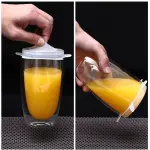 Set 6 tapas de silicona para vaso de vidrio con jugo de naranja, sellado hermético.