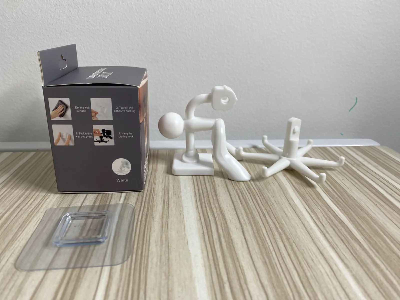 Set x2 ganchos giratorios multiusos blancos para cocina y baño, ideal para colgar.