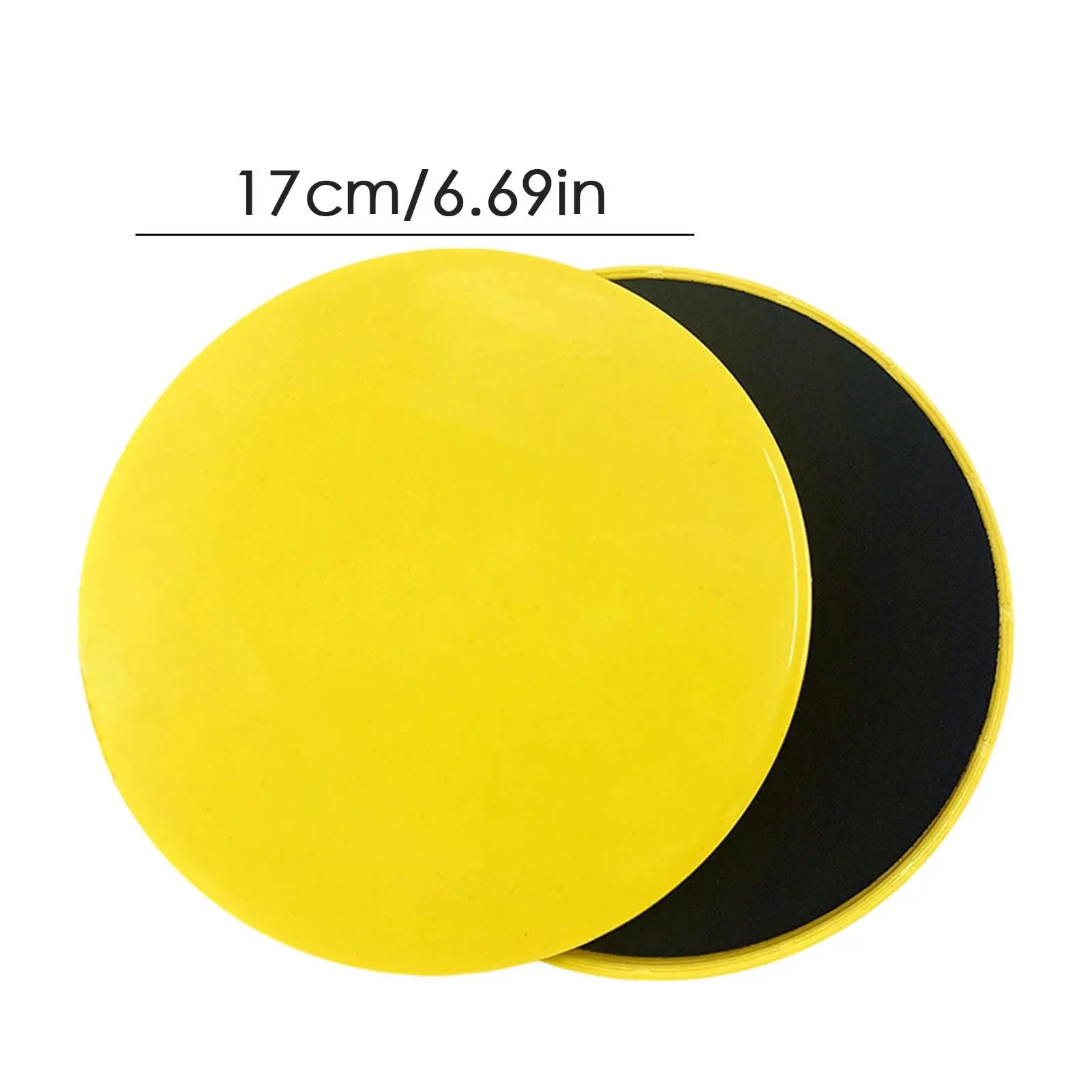 Discos deslizadores amarillos para yoga de 17 cm, perfectos para ejercicios de entrenamiento y deslizamiento.
