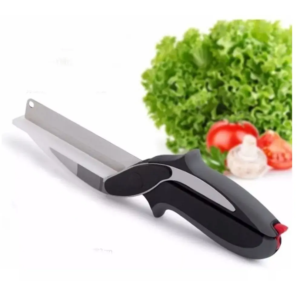 Tijera cuchillo picador para verduras con diseño ergonómico, ideal para cocina.