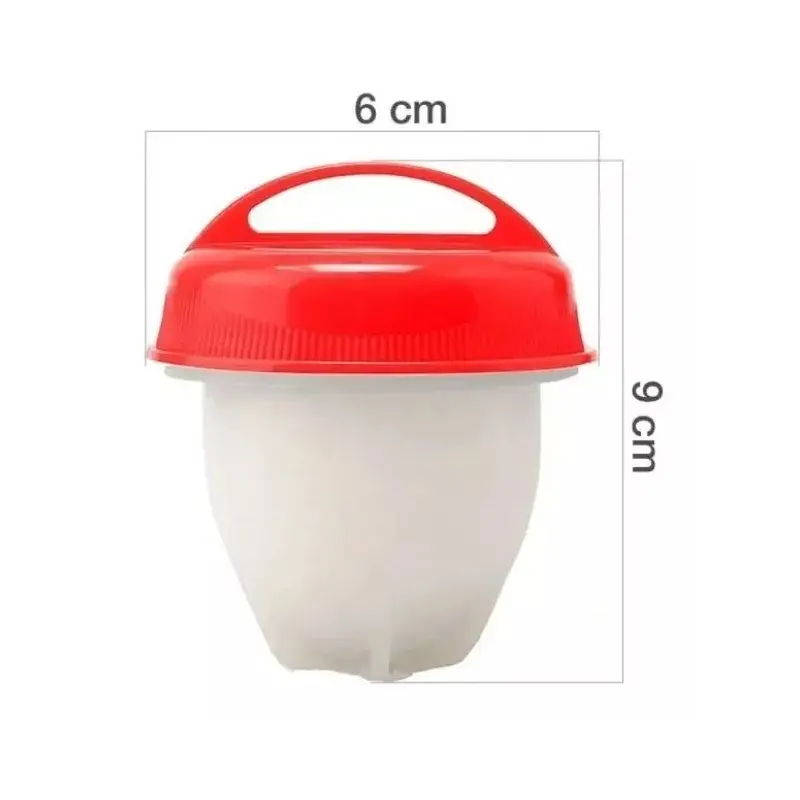 Set x6 Moldes Silicona para Hervir Huevos, rojo y blanco, 6cm ancho x 9cm alto.