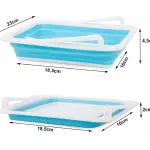 Bandeja organizadora para nevera plegable, 23x18.5x4.5cm, azul y blanca.