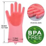 Guante mágico de silicona rosa para lavar platos, libre de BPA, 32.5 cm de largo.