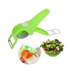 Cortador de vegetales multiusos verde para picar y pelar zanahorias, ideal para ensaladas.