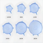 Set de 6 tapas de silicona reutilizables para recipientes, 6 tamaños: 6.5cm a 20cm.