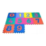 Tapete de rompecabezas para bebé con números del 0 al 9 en colores vivos y texturas suaves para aprender jugando.