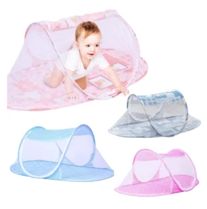 Mosquitero plegable para bebé con diseño encantador, ideal para protegerlo del sol y mosquitos.