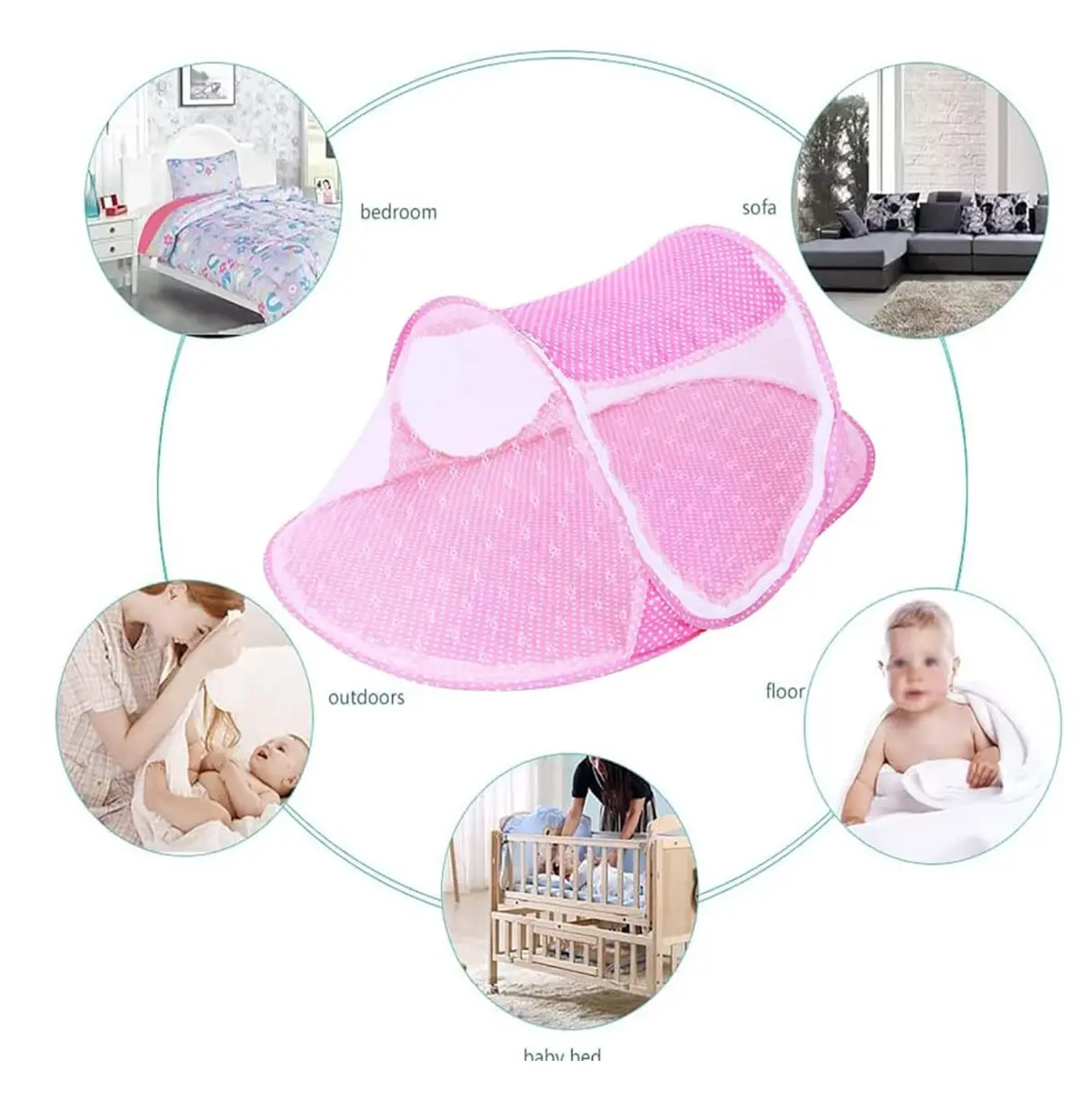 Mosquitero plegable para bebé, ideal para el dormitorio, sofá, exteriores y corralito.