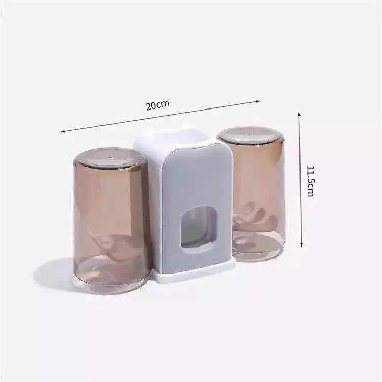 Soporte doble para cepillos y dispensador de pasta de dientes, 20cm x 11.5cm