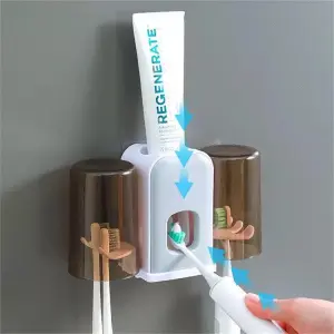 Soporte doble para cepillos con dispensador automático de pasta dental Regenerate.