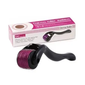 Dermaroller facial con 540 agujas para rejuvenecimiento y estimulación de colágeno.