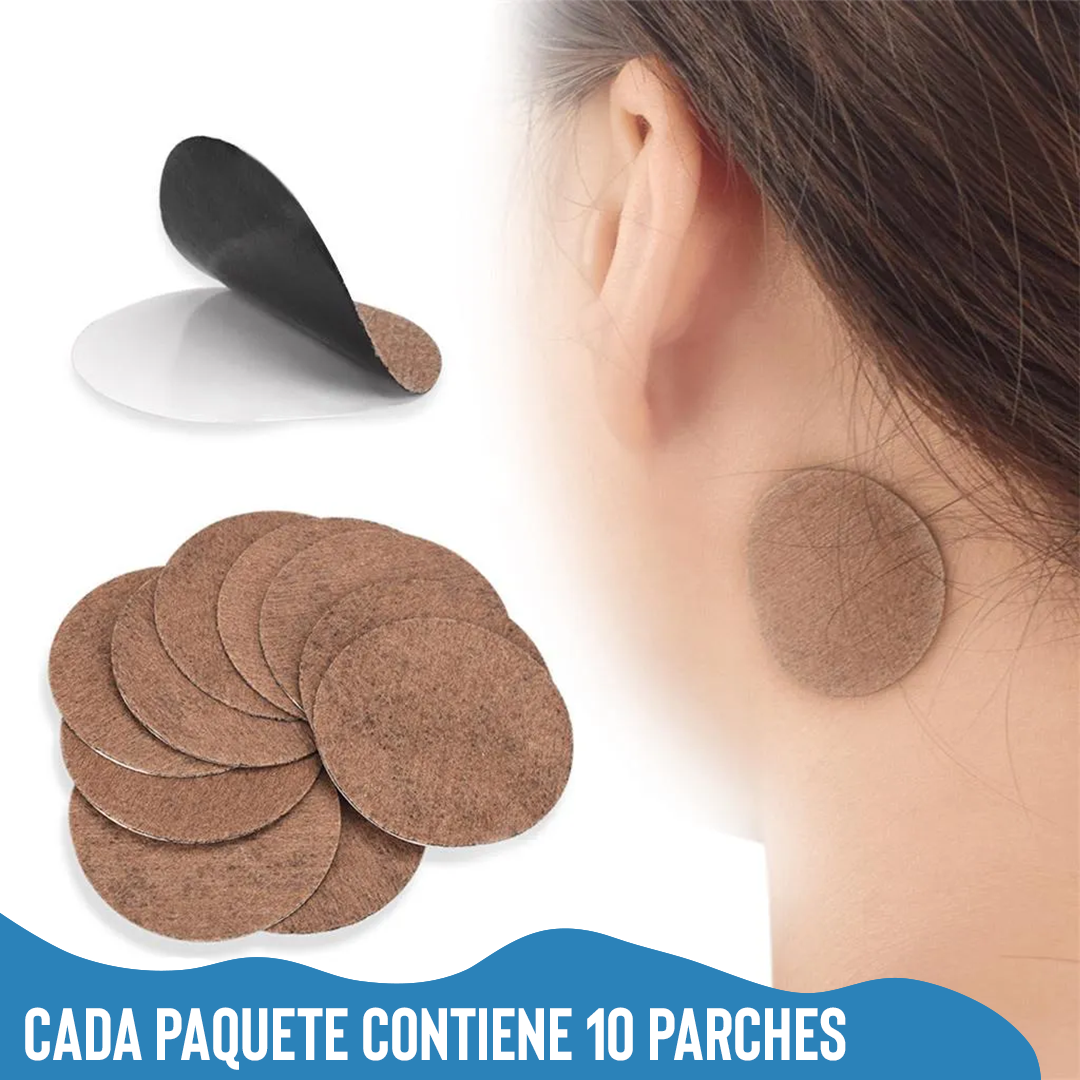 Parches para oído para mareo y vértigo, paquete de 10 unidades, colocados en el cuello.