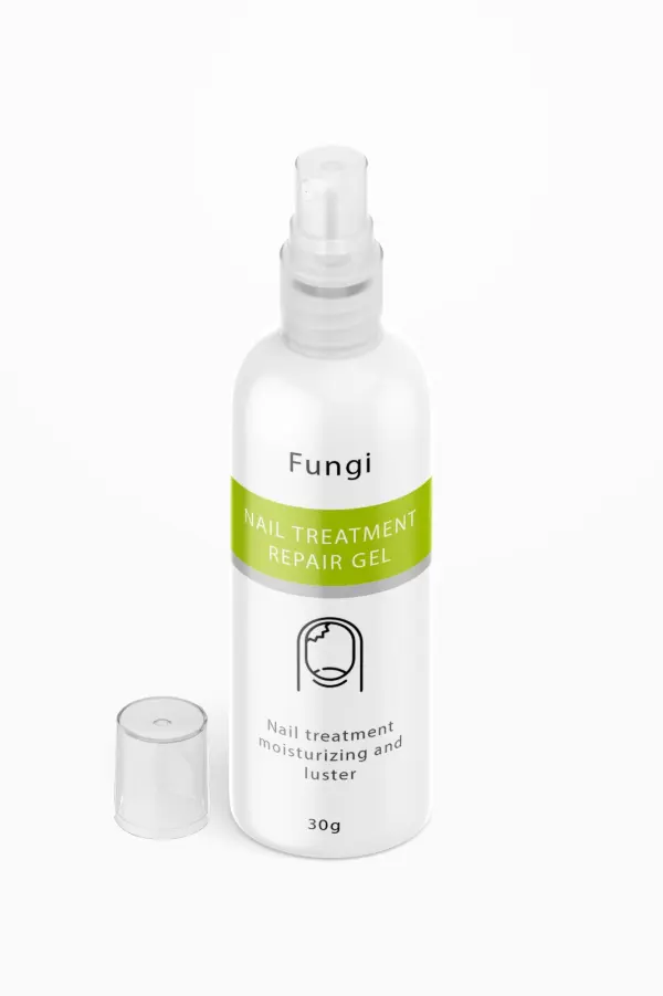 Botella de Fungi Nail Treatment Repair Gel con tapa transparente, para el tratamiento y humectación de uñas.