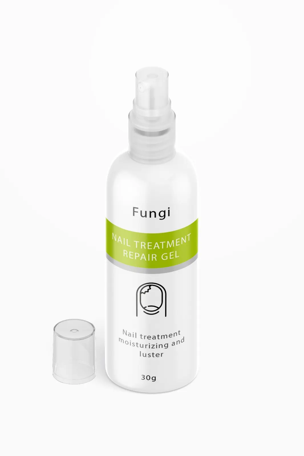 Botella de Fungi Nail Treatment Repair Gel con tapa transparente, para el tratamiento y humectación de uñas.