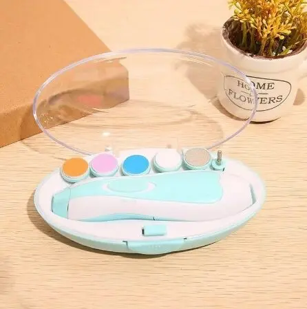 Lima eléctrica de uñas para bebé con set de limas de colores y estuche.
