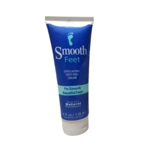 Tubo de crema exfoliante "Pies Perfectos" para pies suaves y hermosos, hecho con extractos naturales.