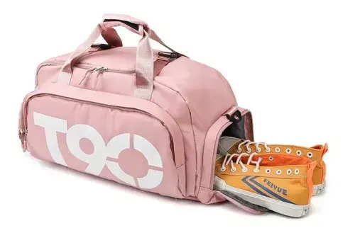Maleta impermeable rosa para gimnasio con compartimento para zapatos y diseño moderno.