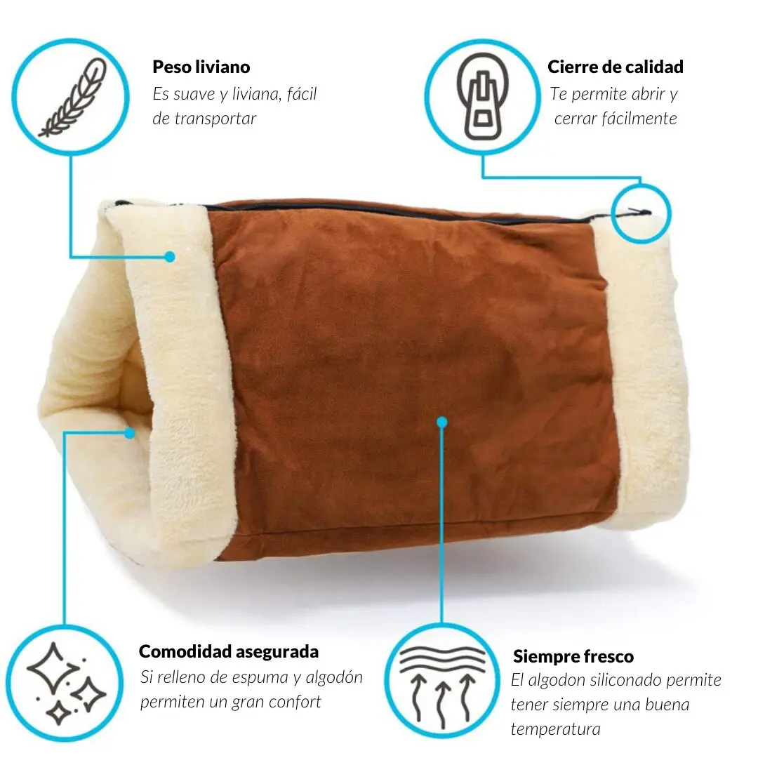 Cama 2 en 1 para gato, liviana, con cierre y cómoda, ideal para tu mascota.