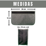 Organizador de bolso para dama, 26x16 cm, gris, con compartimento de 10 cm.