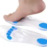 Plantillas ortopédicas de silicona ultra cómodas con soporte para arco y talón azul.