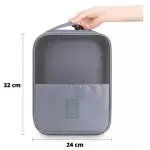 Bolso de viaje gris portátil 32x24 cm con malla, para zapatos y ropa, con asa.