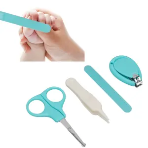 Set de manicura para bebés de 4 piezas: cortaúñas, tijeras, pinzas y lima.