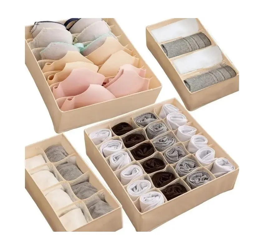 Organizadores de ropa interior y medias, perfectos para mantener tu cajón ordenado y visible.