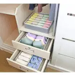 Organizador de ropa interior y medias, cajones con divisores de tela para brasieres, calcetines y ropa interior.