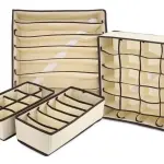 Organizador de ropa interior y medias x4, compartimentos para cajones y closet, beige