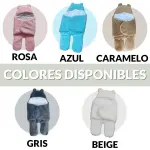 Cobija para bebé con diseño de oso en varios colores: rosa, azul, caramelo, gris y beige.