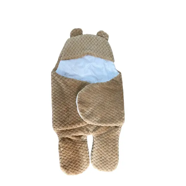Cobetor de bebé marrón con diseño de oso, suave y acogedor, ideal para recién nacidos.