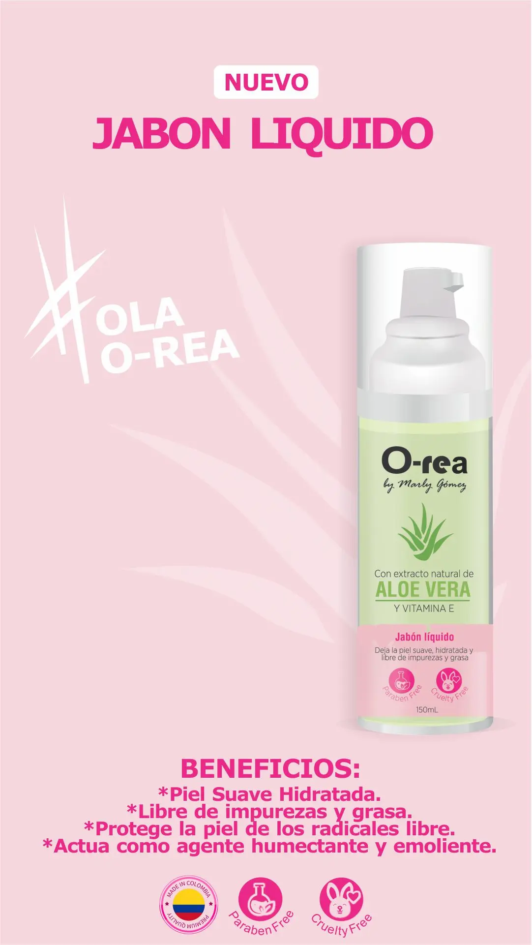 Jabon Facial O-rea con Aloe Vera y Vitamina E: piel suave, hidratada y libre de impurezas.