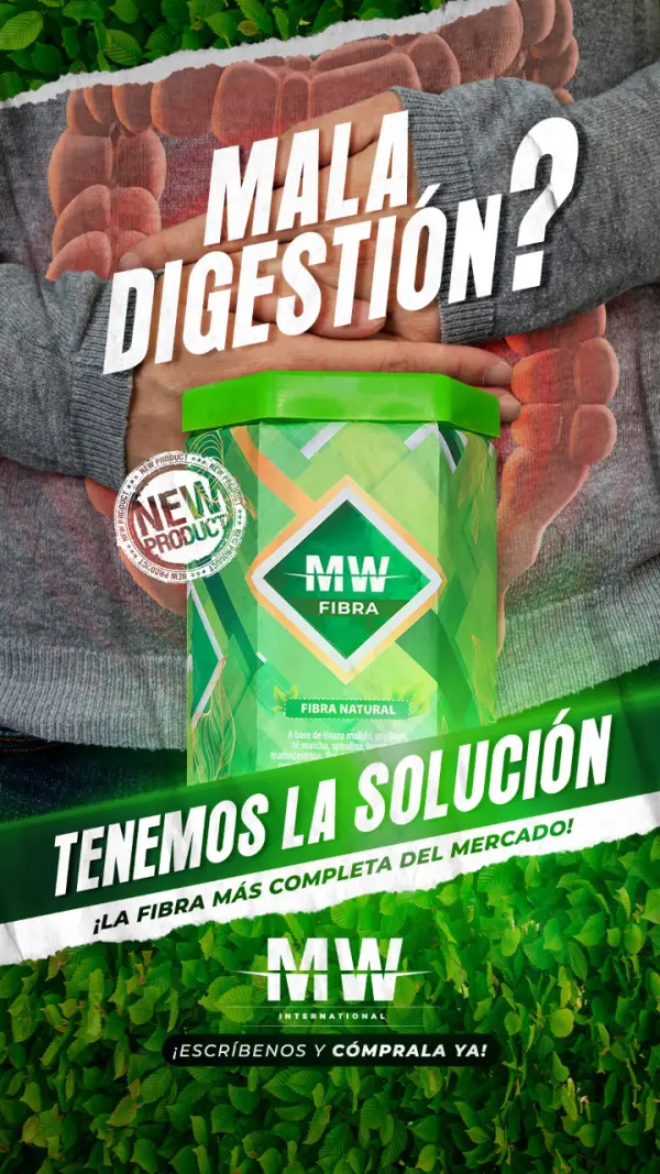 Mala digestión? Fibra MW es la solución natural para mejorar tu digestión. ¡Cómprala ya!
