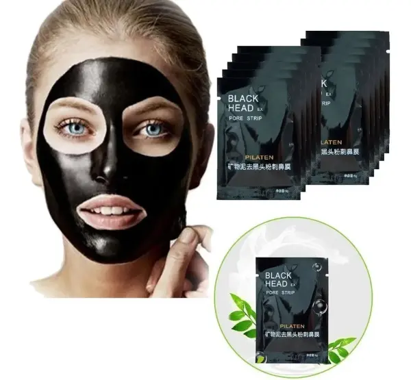 Mascarilla negra para puntos negros y barros PILATEN, ideal para limpieza facial profunda.