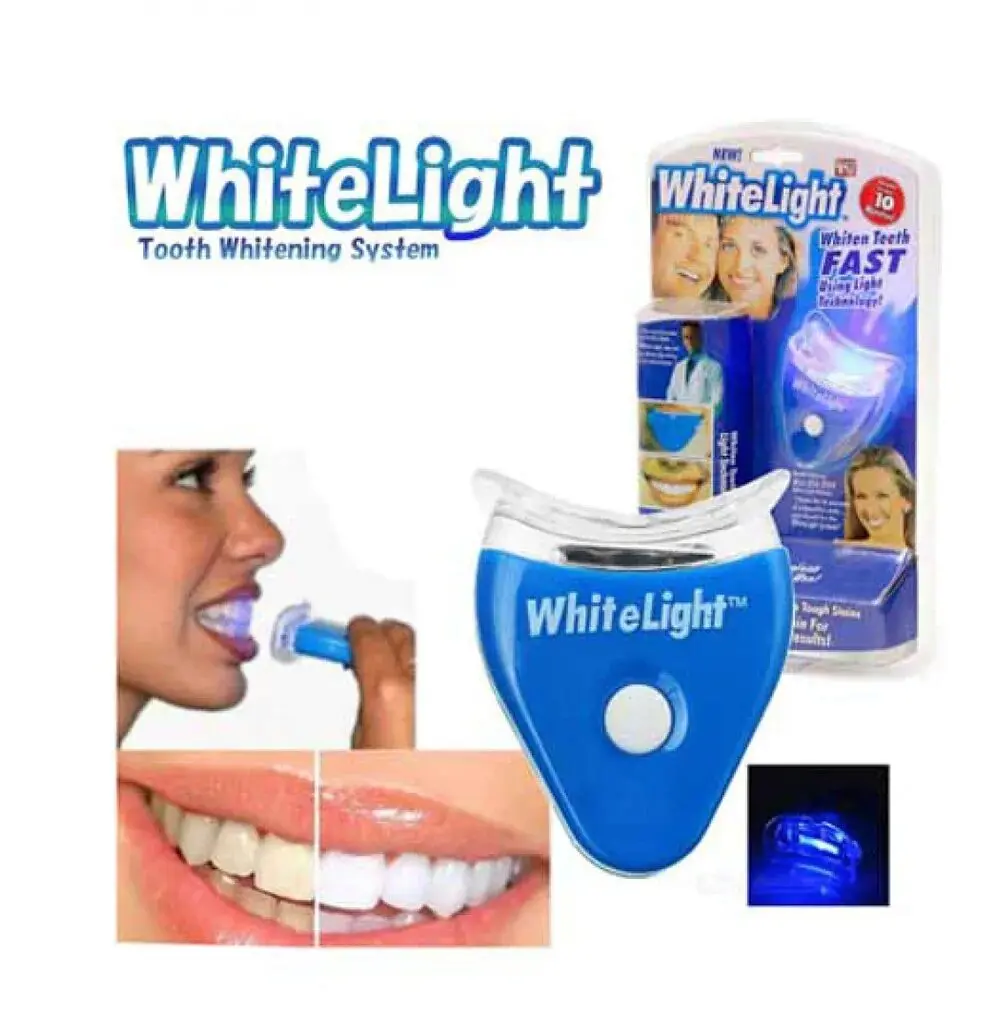 Blanqueador dental WhiteLight con luz, para dientes más blancos y brillantes.