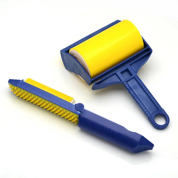 Rodillo Sticky Roller quita pelo y pelusa de ropa y superficies. Con cepillo y lámina adhesiva.